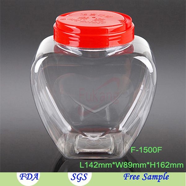 1500ml heart-shaped food plastic bottle