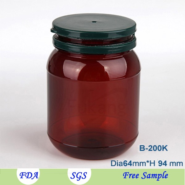 200ml circular brown health product plastic bottle