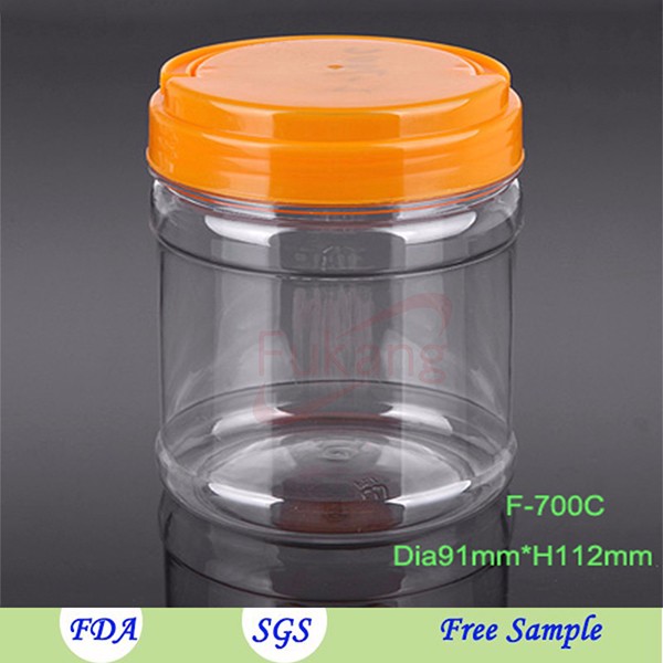 700ml circular transparent food plastic bottle
