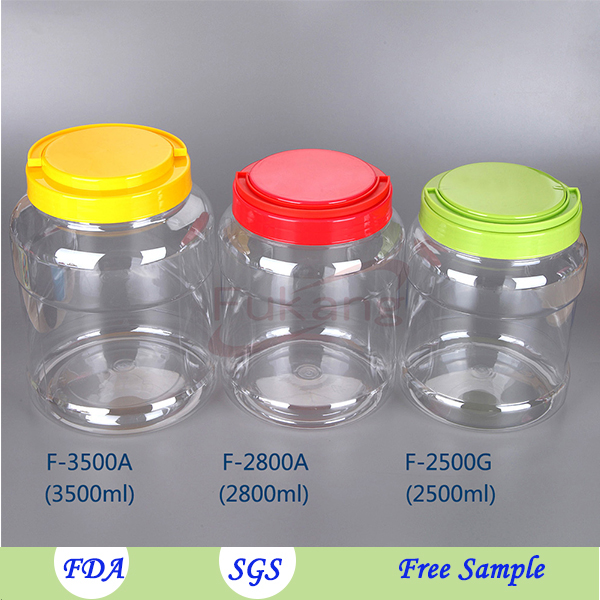 1200ml clear PET plastic cookies packaging jar with screw cap