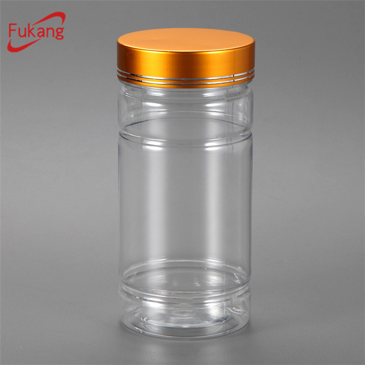 200ml boston round Aluminum Lid Clear PET Plastic pill Jar Wholesale