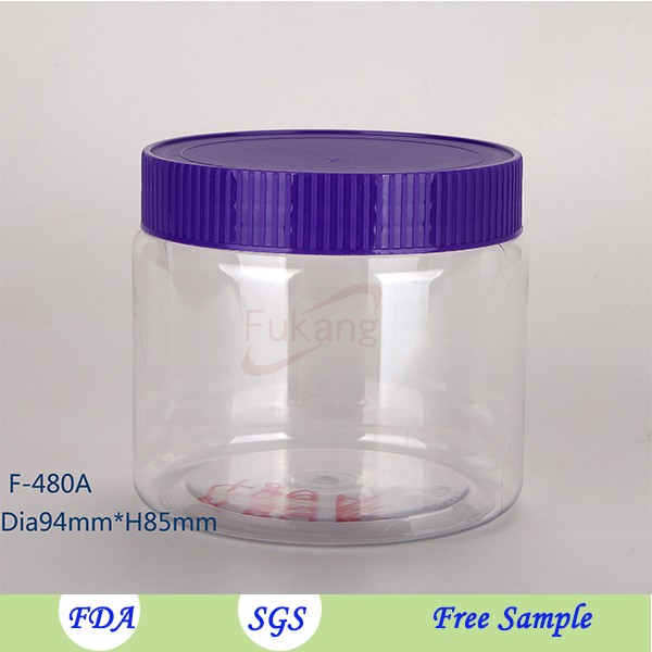480ml Food Grade Round PET Plastic Food Jars