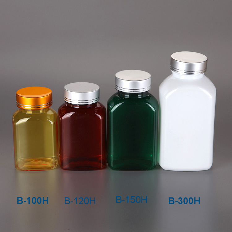 120cc Custom Color Square Plastic Vitamin Capsules Bottle
