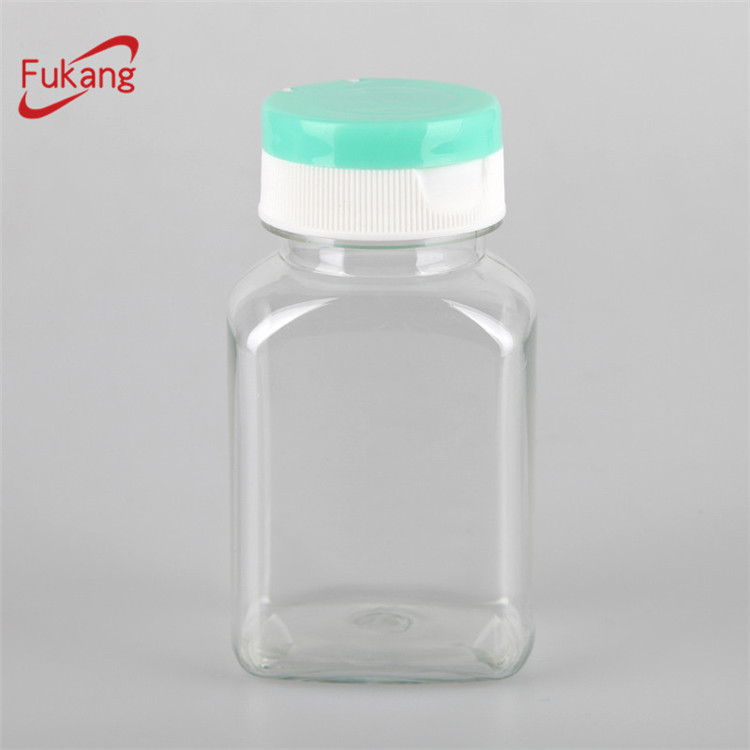 120cc square PET plastic softegel bottles, capsule pharmaceutical bottles