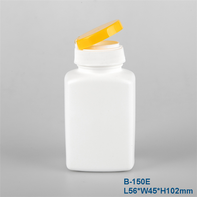 150cc square hdpe Flip top Cap medicine empty supplement pharmaceutical empty Clear Capsule Tablet Bottles