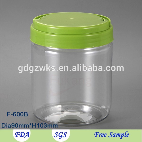 600ml Square Clear Pet Plastic Jars Bulk ,Chocolate jar food storage