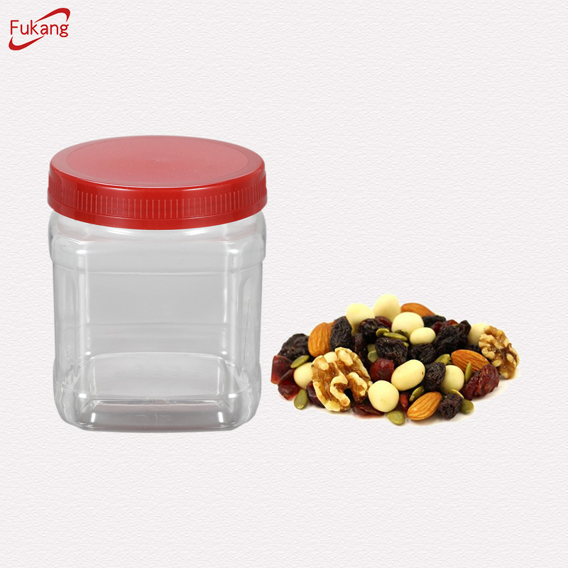 20 OZ Square Pet Jars for Dry Fruit and Nuts