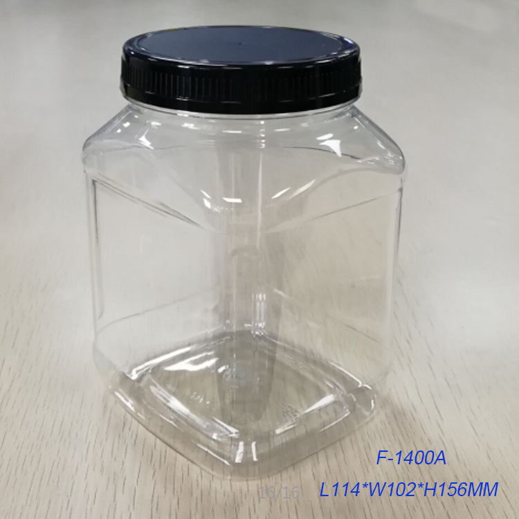 Square 2 litre candy plastic jars, Large Plastic Pet Jar for Dry Nuts