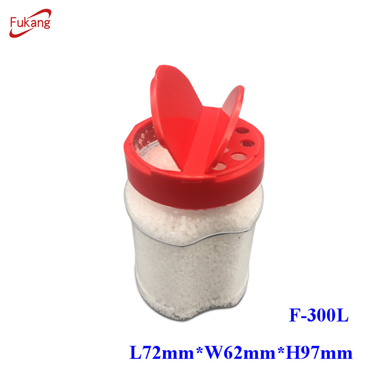 Custom Made 300ml PET Clear Spice Jars with Flip Top Lid Plastic Salt Shaker