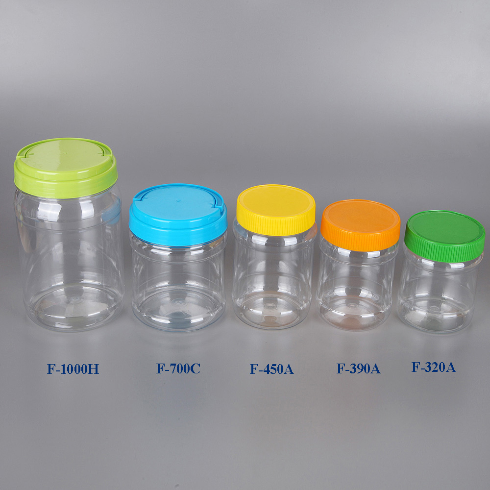 1000ml 1L Clear BPA free food PET jar/ plastic food jar candy jar for wholesales