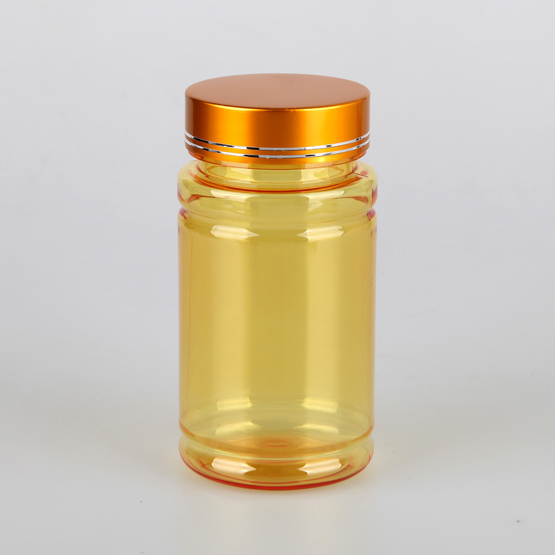 Pharmaceutical use 100ml round PET plastic amber medicine bottle for with child proof cap