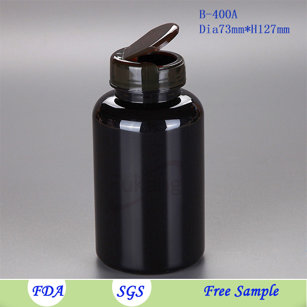 Chemical Industrial Use and PET material green 400cc plastic bottle with flip top cap for Capsule