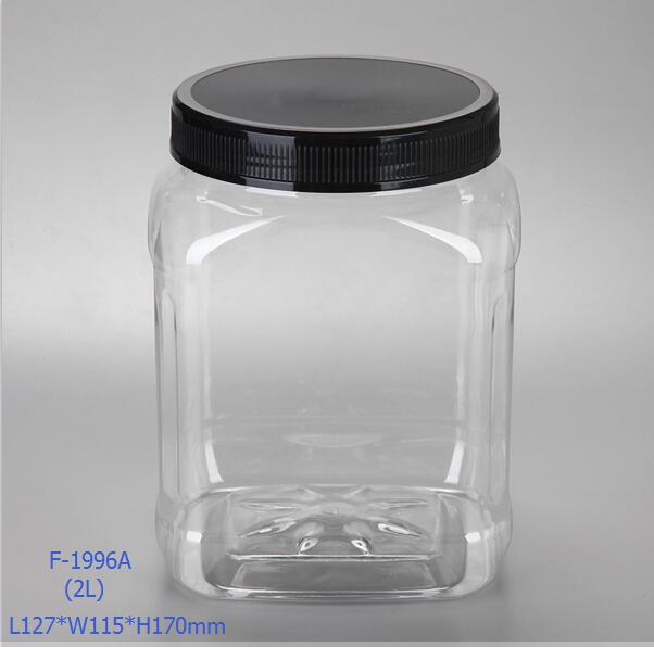 Large capacity PET plastic food storage jar with handle cap