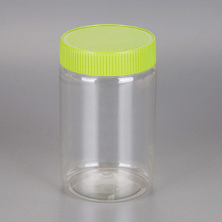 Wholesale straight round 450ml food grade PET plastic jars with screw lid