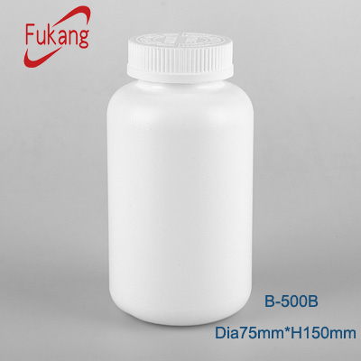 Custom made white 500cc HDPE medicine bottle plastic pill bottle