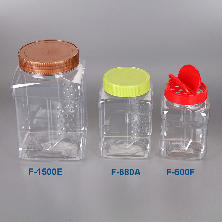 680ml grasping square shaped plastic food grade jar packaging cookies,wholesale 680g plastic clear honey bottle
