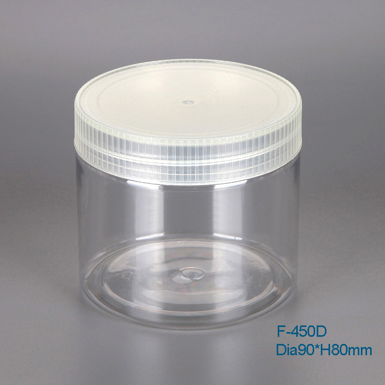16 oz plastic PET cookies container jar,wholesale clear plastic coffee bean container with handle lid