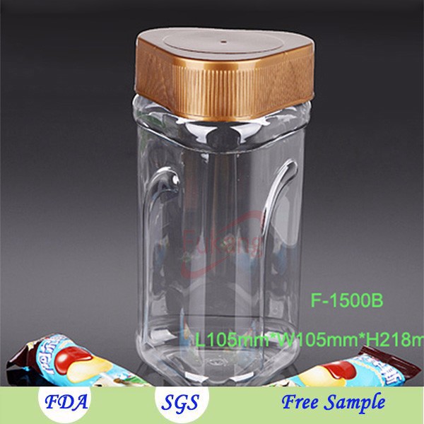 unique design high quality 1.5L transparent plastic food container/bottles with different size