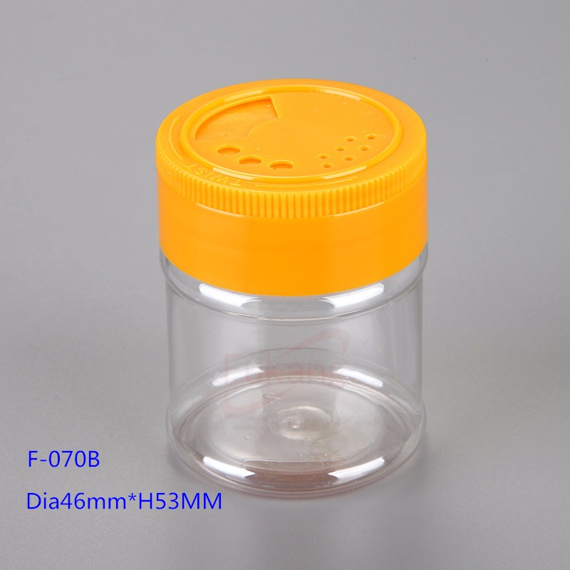 Different volume 70ml 100ml 200ml salt plastic bottle PET spice bottle with toothpick cap