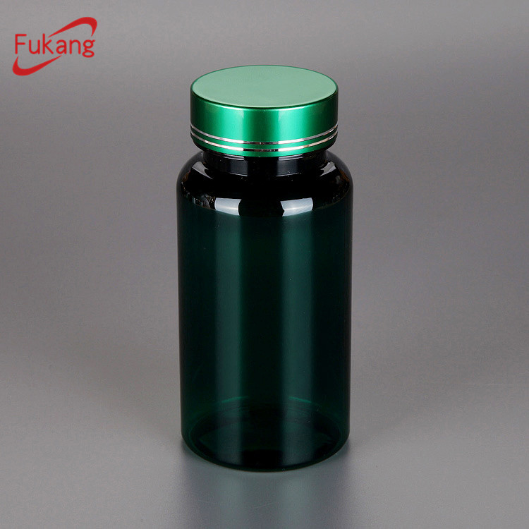 170cc cylinder plastic pill bottles, green empty pet food supplement packaging, sports nutrition product bottle making factory