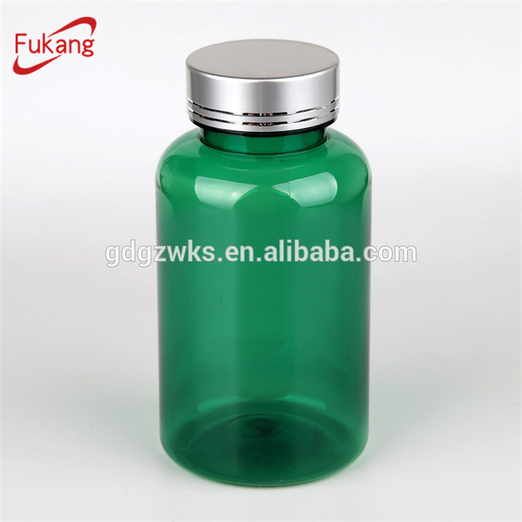 200ml pet plastic blue medicine bottle with silver cap, nutraceutical plastic bottle