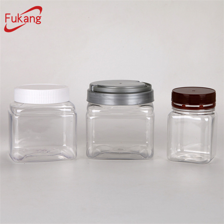 Wide mouth square plastic food bottle 200ml food grade PET jar