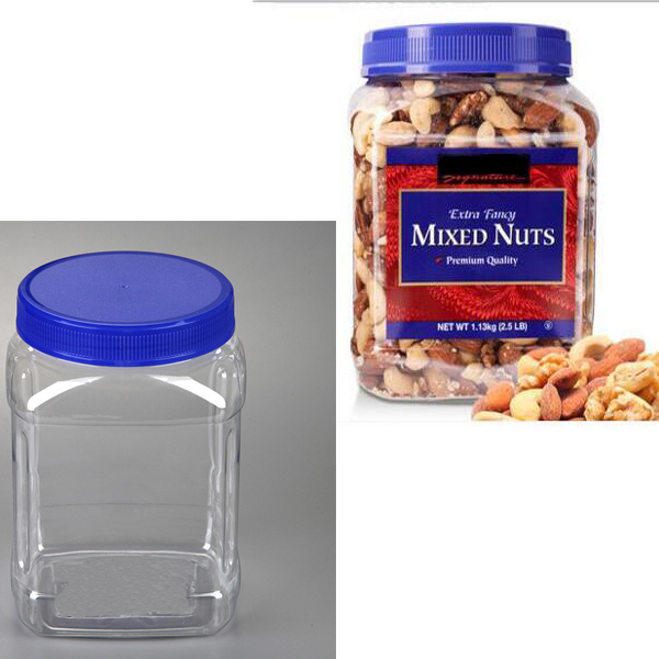 2.5L square nut food plastic bottle
