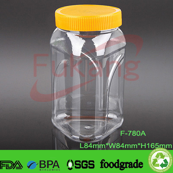 transparent 1500ml PET plastic novelty bottles with golden cap,1.5L PET triangular jar