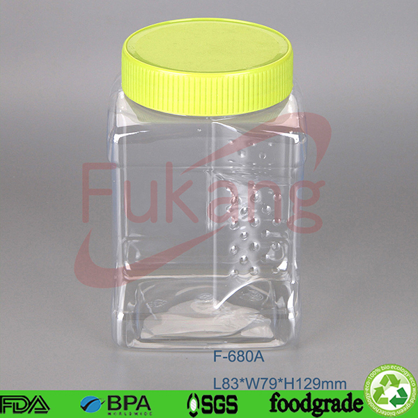 Free sample 680ml square shape plastic gift jar packaging DIY toy,wholesale plastic clear gift bottle