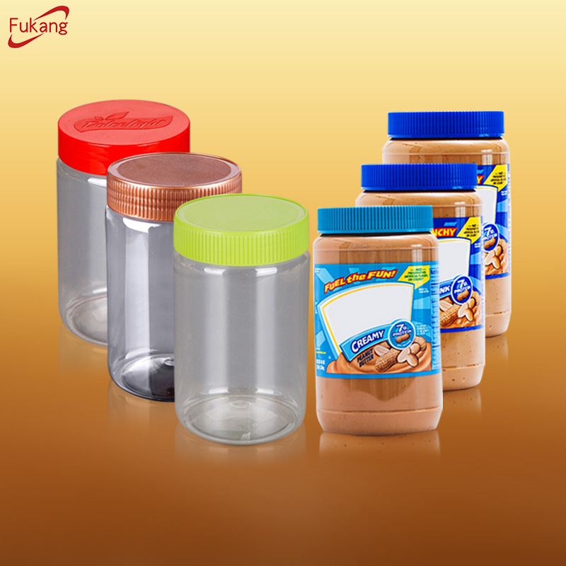 Wholesale straight round 450ml food grade PET plastic jars with screw lid