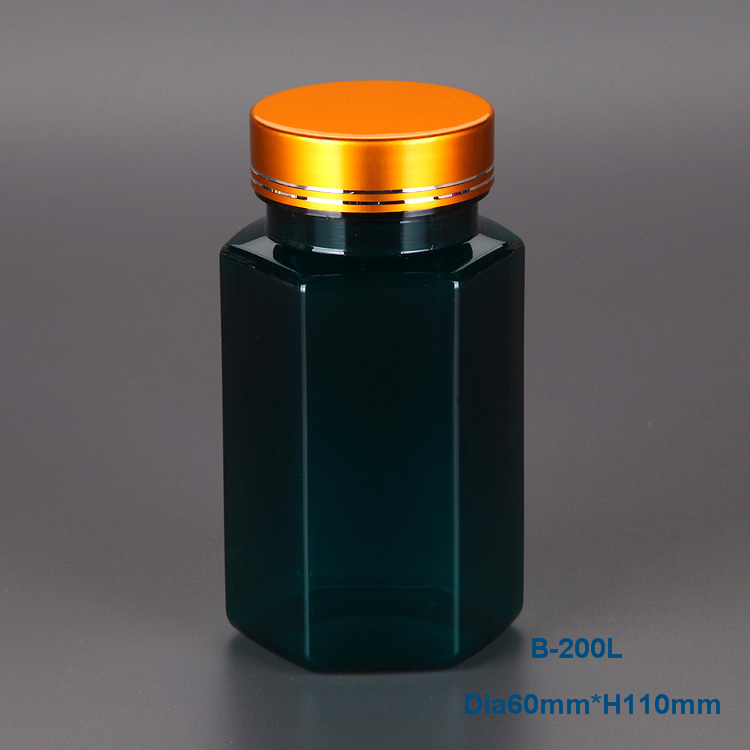 200ml circular transparent health product plastic bottle