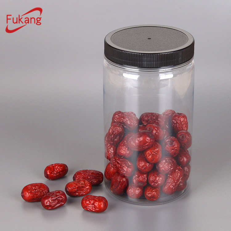 1 liter amber plastic PET candy cylinder round jar packaging chocolate,plastic PET chocolate container with PP screw cap