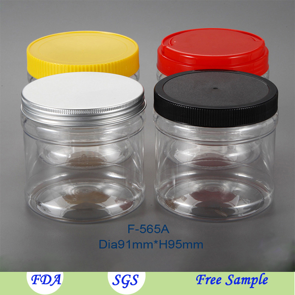 Cylindrical clear bottle 480ml plastic food jar,peanut butter plastic jars