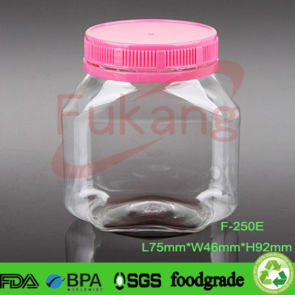 Cylindrical shape Clear PET container 350ml Food Plastic Jar,food supplement containers