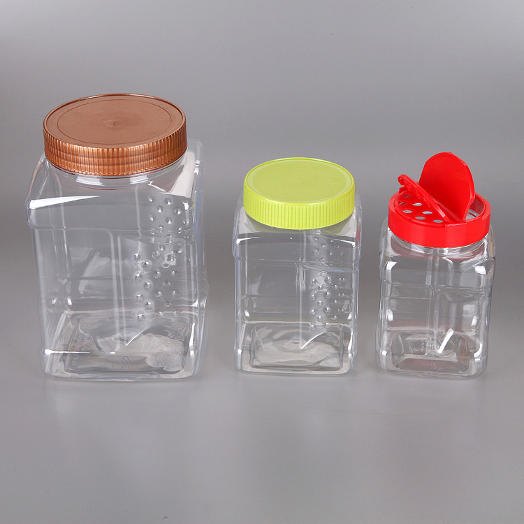 Large capacity PET plastic food storage jar with handle cap