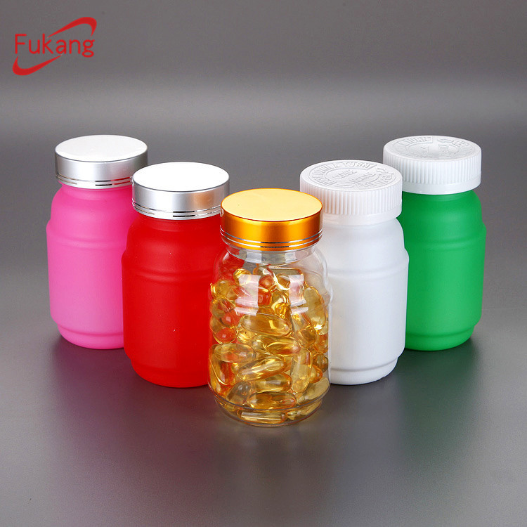 200cc PET plastic frosted medicine capsules bottle,7oz custom made color plastic vitamins red/green/pink container
