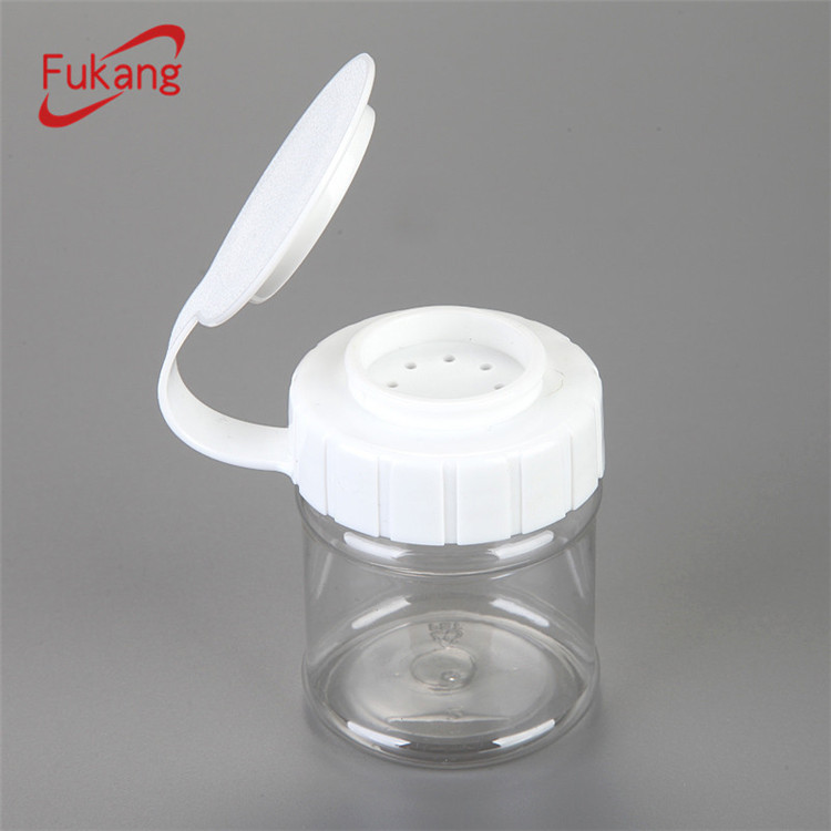 70cc clear small plastic bottle for salt / round PET jar with twist cap / spice powder bottle with toothpick lid