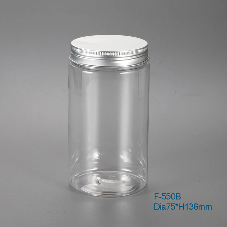 550ml Transparent Food Grade PET Plastic Jar With Screw Top Lid