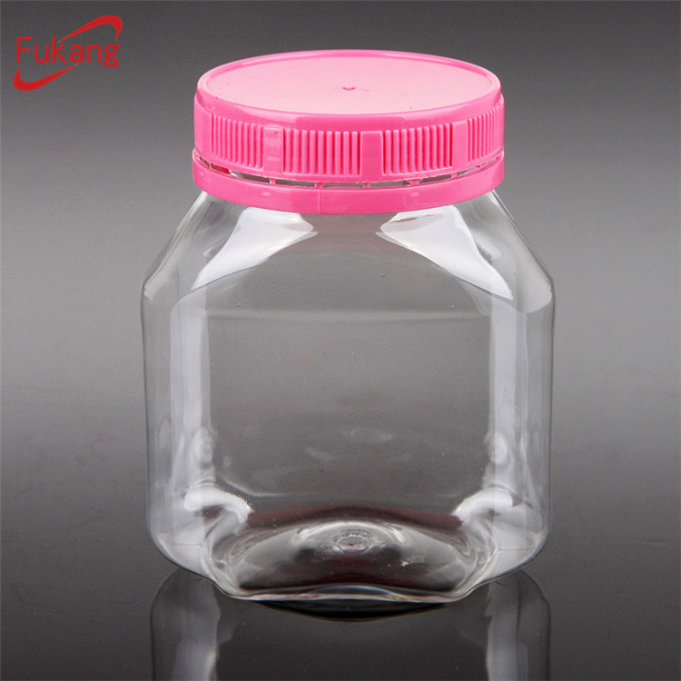 450ml clear round plastic food bottle jar with color PP lid