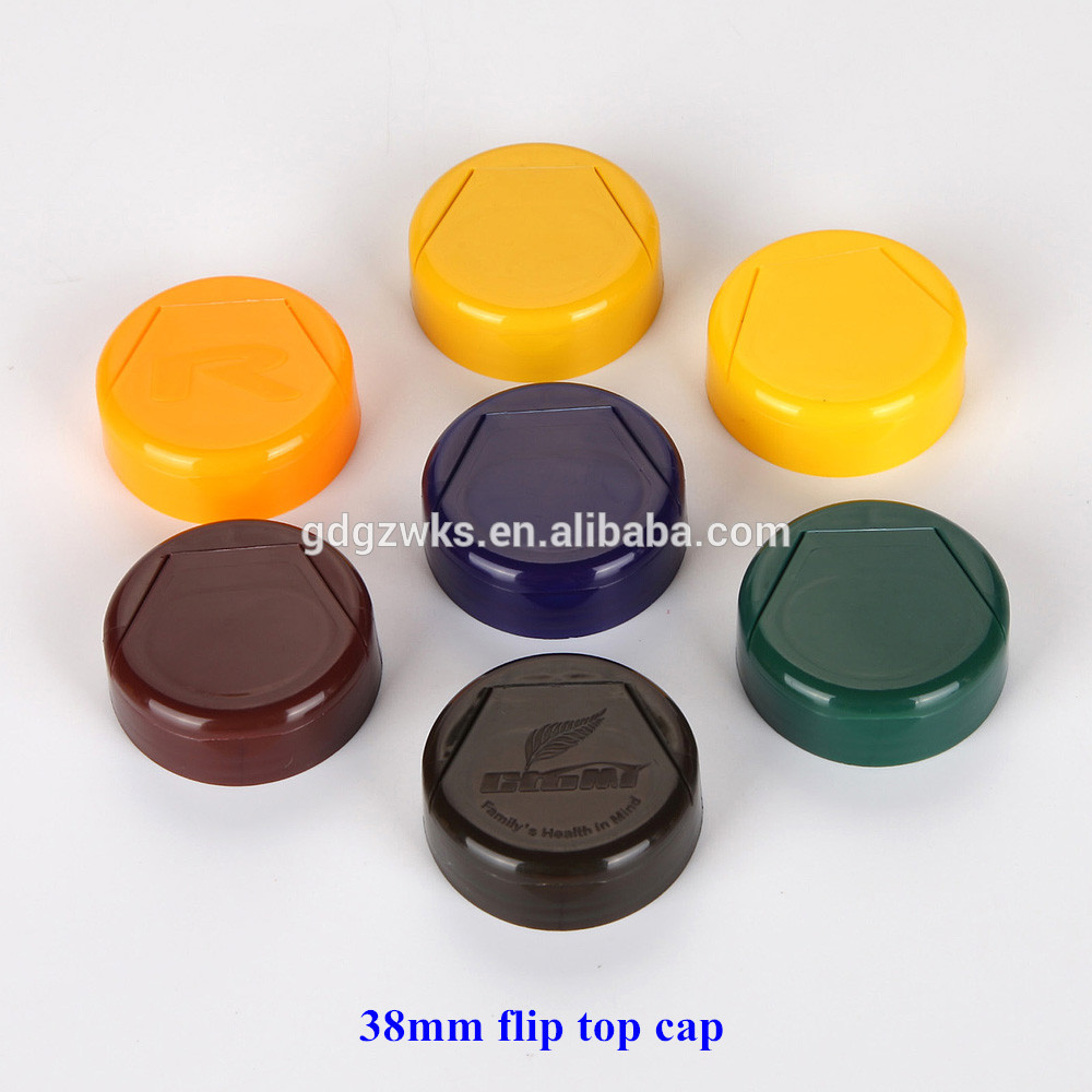 plastic 38mm gloden color PP CRC cap,38mm plastic child resistant cap for medicine plastic bottle