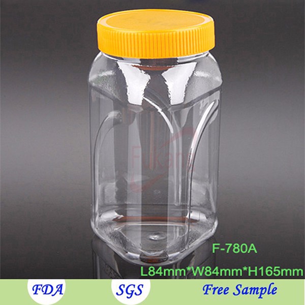 triangle shape 780ml food garde plastic container empty and clear plastic jar, wholesale plastic jar