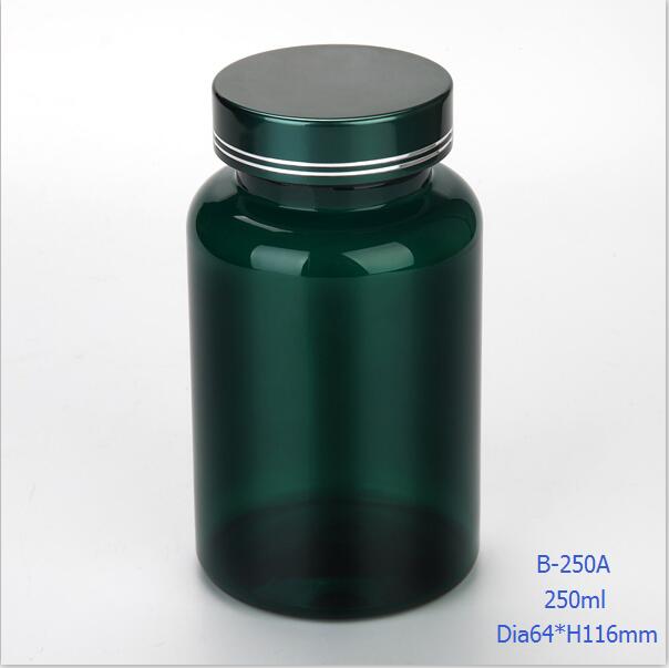 250cc Tablet Packer Bottle, Black Plastic Bottles with Black Child Resistant Cap PET 250ml