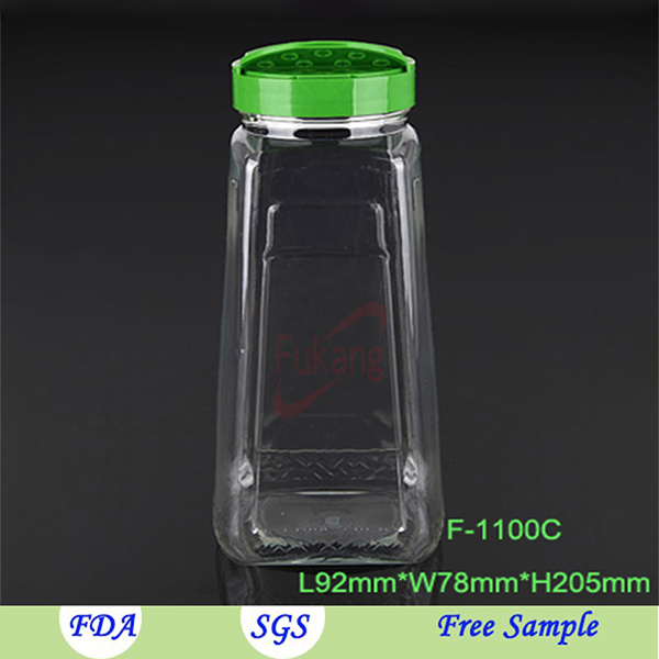 square plastic bottles with flip tops for spices 500g