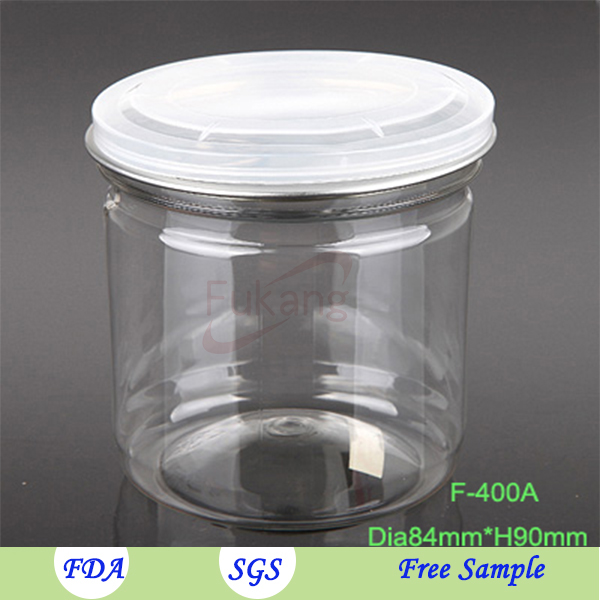 400ml transparent circular food grade plastic bottle