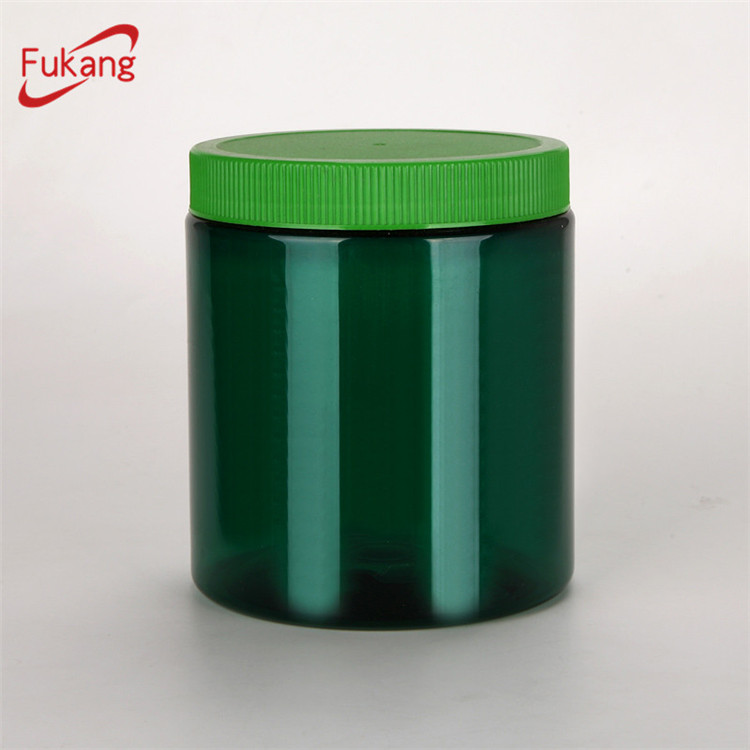 22oz Food Grade Black Round Plastic pet Jar with Black lid