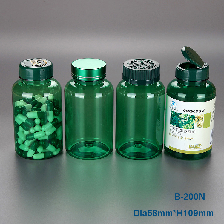 120cc pet plastic pill bottle with flip top cap, amber plastic capsule bottles