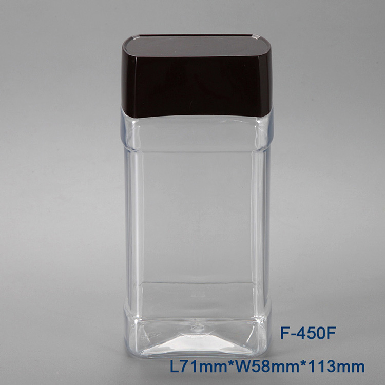 Factory sale food grade transparent empty square PET jars
