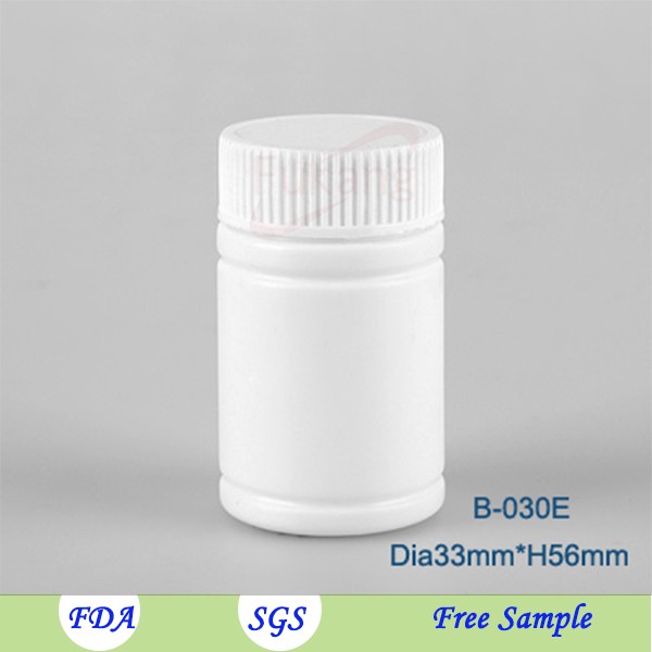 Small 30ml HDPE empty plastic pharmaceutical packaging bottle with lid