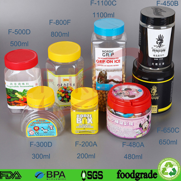 10 oz PET food jar 300ml plastic candy jar with pp cap