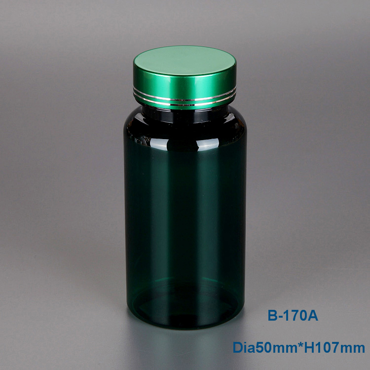 150ml PET Plastic Medicine Pill Green Bottle Container For Packing Capsules